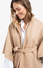 Load image into Gallery viewer, Woven Cape with collar and belt - Camel
