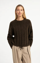 Load image into Gallery viewer, Sweater with batwing sleeve &amp; drawstring hem - Slate Brown
