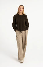 Load image into Gallery viewer, Sweater with batwing sleeve &amp; drawstring hem - Slate Brown
