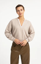 Load image into Gallery viewer, V neck sweatshirt with double layer detail
