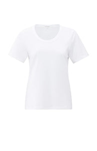 Round Neck Cotton Blend Tee - White