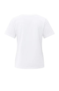 Round Neck Cotton Blend Tee - White