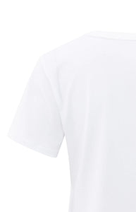 Round Neck Cotton Blend Tee - White