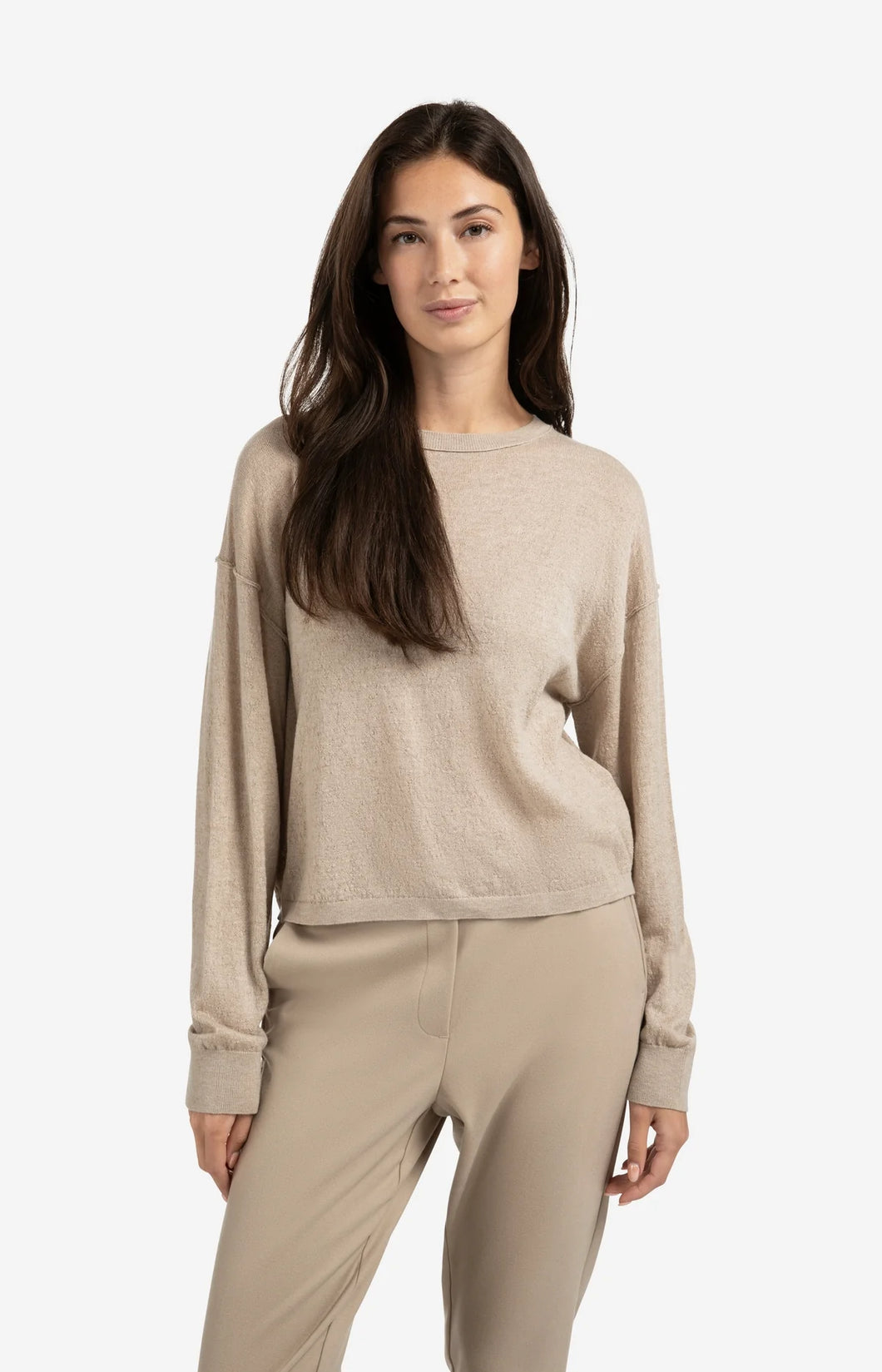 Round Neck Sweater - Sand Melange