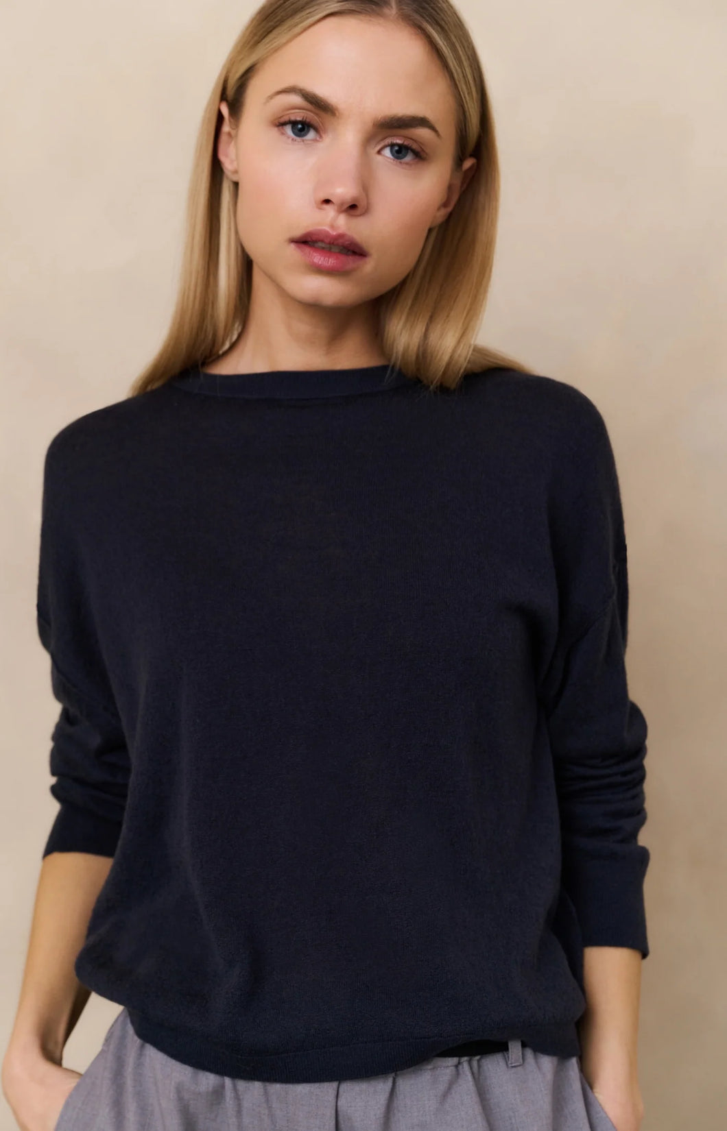 Round Neck Sweater - Ink Blue
