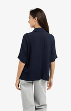 Load image into Gallery viewer, Raglan Sleeve Blouse with Pearl Closure - Navy
