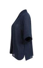 Load image into Gallery viewer, Raglan Sleeve Blouse with Pearl Closure - Navy
