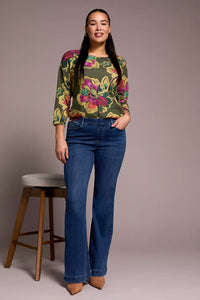 Audrey Stretch Denim Pull On Flare Jean