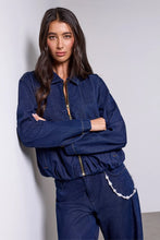 Load image into Gallery viewer, Bubble Hem Zip Front Denim Jacket
