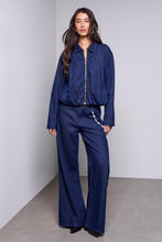 Load image into Gallery viewer, Bubble Hem Zip Front Denim Jacket
