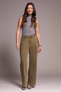Brooke High Rise Wide Leg Jean - Olive Leaf