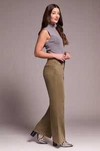 Brooke High Rise Wide Leg Jean - Olive Leaf