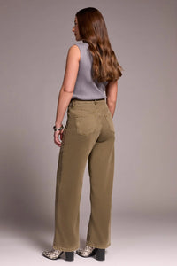 Brooke High Rise Wide Leg Jean - Olive Leaf