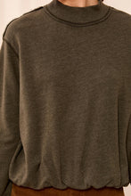 Load image into Gallery viewer, Cotton Blend French Terry Crew Neck Sweater - Cedar Green
