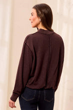 Load image into Gallery viewer, Cotton Blend French Terry Crew Neck Sweater - Saddle Brown
