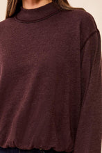 Load image into Gallery viewer, Cotton Blend French Terry Crew Neck Sweater - Saddle Brown
