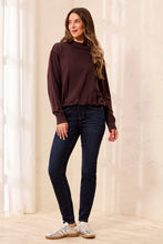 Load image into Gallery viewer, Cotton Blend French Terry Crew Neck Sweater - Saddle Brown
