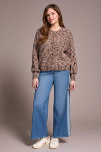 Crew Neck Cardigan - Almond Latte