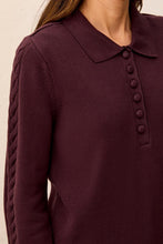 Load image into Gallery viewer, Collared Cable Knit Sweater - Fudge
