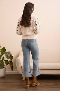 Mock Neck Cable Knit Sweater