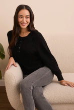 Load image into Gallery viewer, 100% Cashmere Henley Sweater - Black
