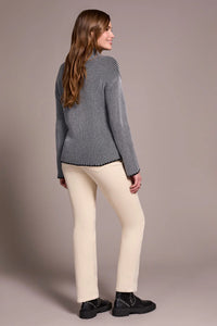 Cotton Funnel Neck Sweater - Grey Mix