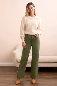Comfort Stretch Wide Leg Pant - Chive