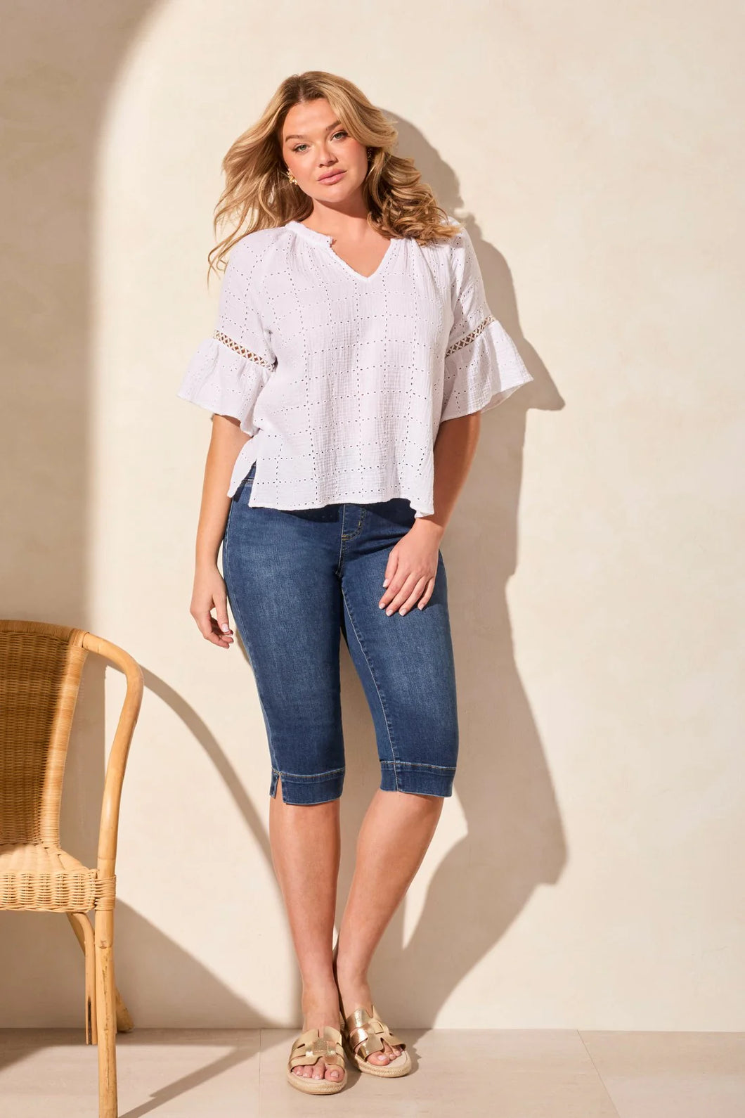 Cotton Gauze Blouse with Detail