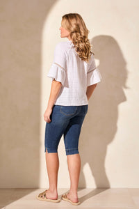 Cotton Gauze Blouse with Detail
