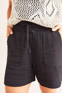 Cotton Gauze Shorts - Black