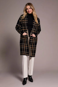 Long Plaid Coatigan