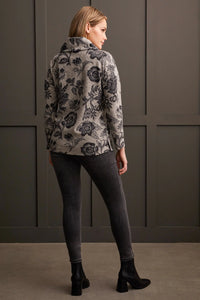 Cowl Neck Sweater - Floral Print