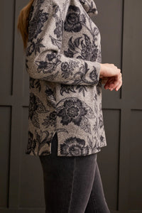 Cowl Neck Sweater - Floral Print