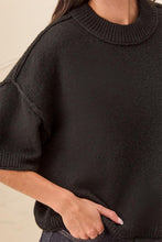 Load image into Gallery viewer, Lightweight Drop Shoulder Crew Neck Sweater - Black

