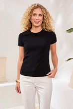 Load image into Gallery viewer, Fitted Cotton Crew Neck Stretch Tee - Black
