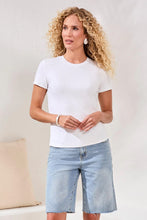 Load image into Gallery viewer, Fitted Cotton Crew Neck Stretch Tee - White
