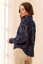 Load image into Gallery viewer, Floral Applique Denim Shacket
