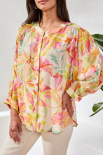 Load image into Gallery viewer, Flowy Dolman Sleeve Blouse - Rose Silk Print
