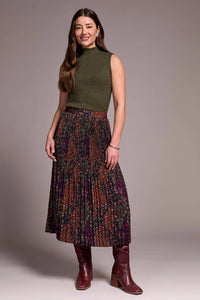 Plisse Floral Print Skirt