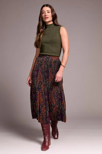 Plisse Floral Print Skirt