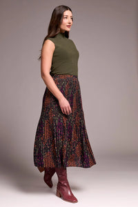 Plisse Floral Print Skirt
