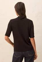 Load image into Gallery viewer, Funnel Neck Elbow Sleeve Soft Knit Top - Black

