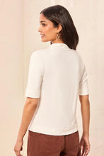 Load image into Gallery viewer, Funnel Neck Elbow Sleeve Soft Knit Top - Cream
