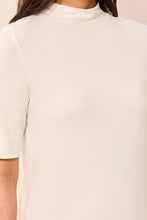 Load image into Gallery viewer, Funnel Neck Elbow Sleeve Soft Knit Top - Cream
