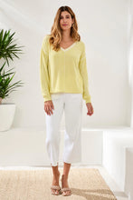 Load image into Gallery viewer, Cotton V Neck Sweater with Special Wash - Lemongrass
