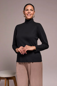 Soft Rib Turtleneck - Black