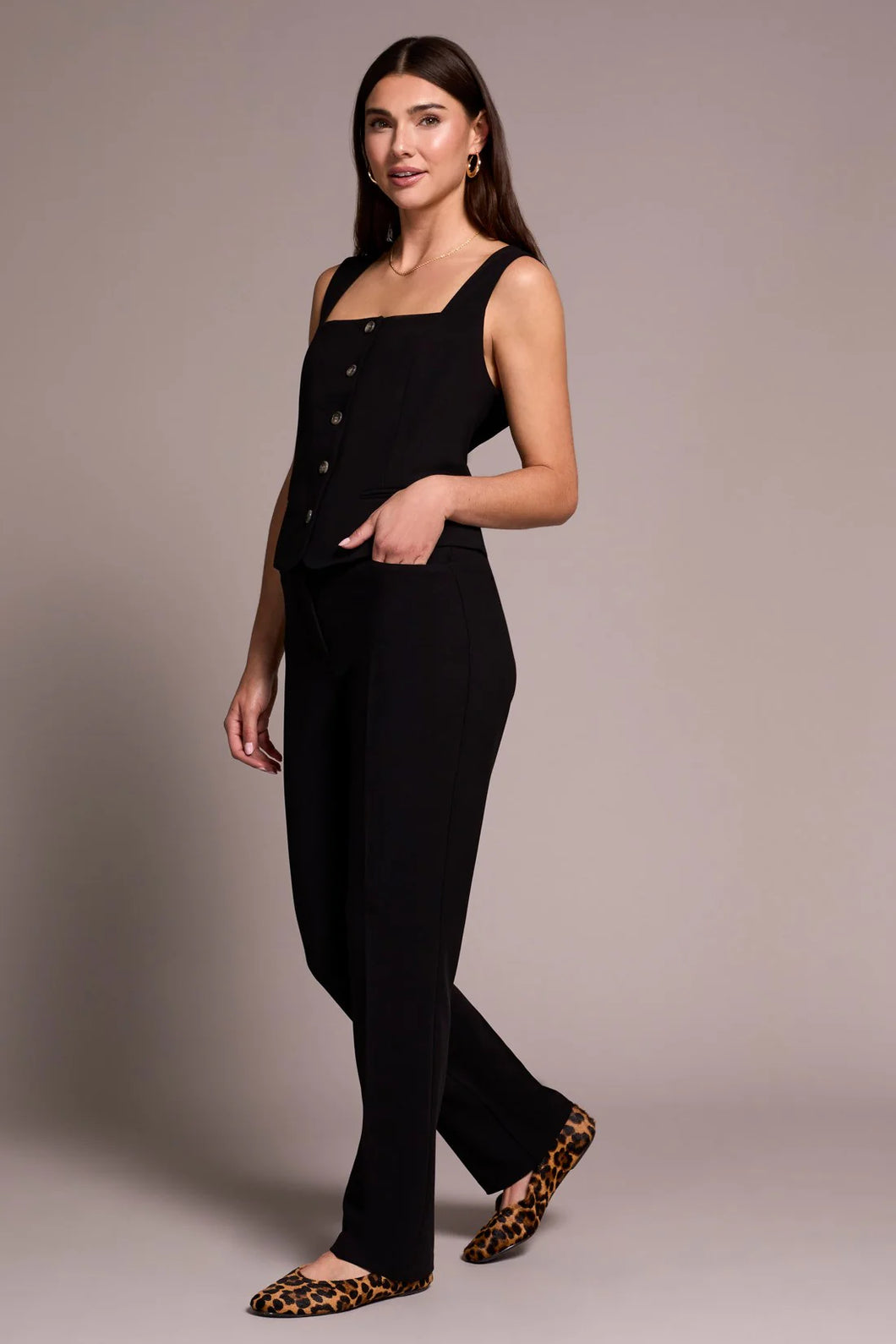 Luxury Twill Straight Leg Trouser - Black