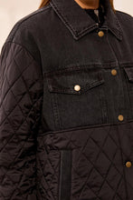 Load image into Gallery viewer, Quilted &amp; Denim Combo Barn Jacket - Black
