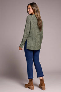 Mock Neck Heathered Knit - Spruce Melange