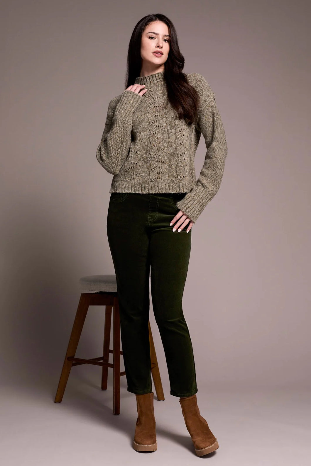 Crew Neck Sweater - Olive Leaf
